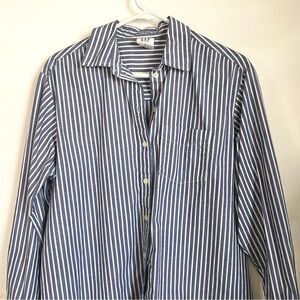 GAP Big Shirt Womens XS Blue White Stripe Button-Up Shirt Oxford Chambray Cotton